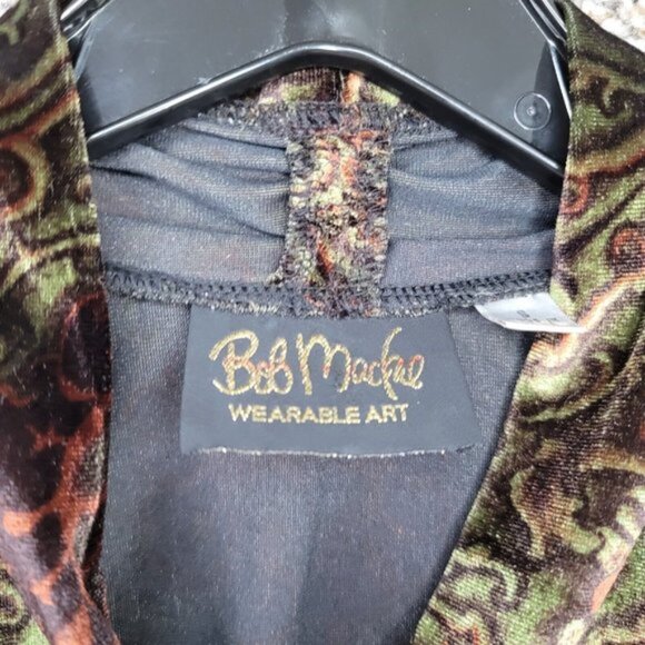 Bob Mackie Wearable Art Top Womens Small Green‎ Velour Long Sleeve V-Neck Ladies - Picture 6 of 7